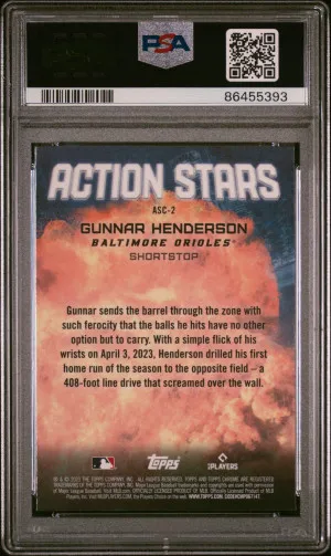 2023 Topps Chrome Update Action Stars Gunnar Henderson #ASC2 Insert PSA 10 back