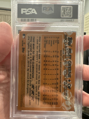 PSA 10 Baby! 2023 Topps Chrome Update Riley Greene 1988 PSA 10 Gem 88CU9 RC back
