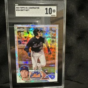 SGC 10 rare 2023 Topps Chrome Logofractor Brett Baty Rookie New York Mets #204 front