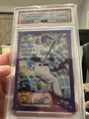 PSA 10 Freddie Freeman- 2023 Topps Chrome#5 - Purple Sonar Refractor /275 front