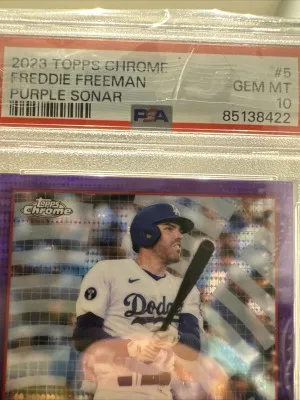 PSA 10 Freddie Freeman- 2023 Topps Chrome#5 - Purple Sonar Refractor /275 back