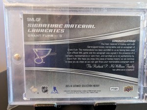 2015-16 Ultimate Signature Materials Laureates /40 Grant Fuhr back