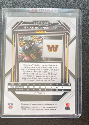 2022 Panini Prizm Black Silver Brian Robinson Jr. Auto *SEALED* back