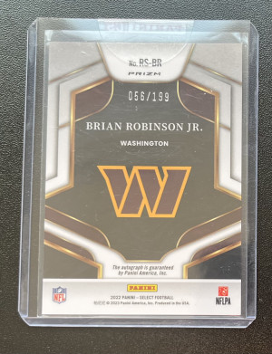 2022 Panini Select Brian Robinson Jr Silver Auto *SEALED* back
