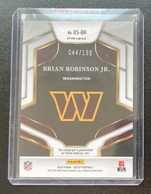 2022 Panini Select Brian Robinson Jr Silver Auto *SEALED* back