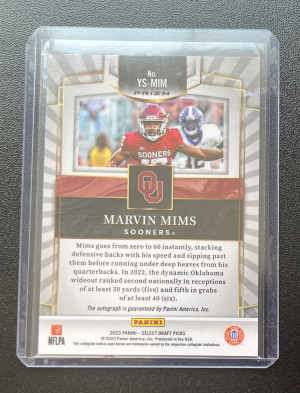2023 Panini Select Draft Picks Marvin Mims Silver Auto back