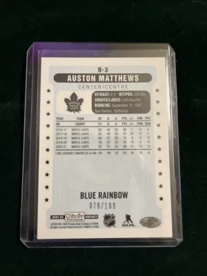 Auston Matthews OPC Platinum Blue Rainbow 79/199 back