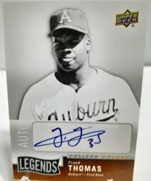 Rare!!! 2014 Upper Deck Legends College Colors Frank Thomas "Autographed" Card front