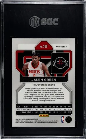 2021-22 Panini Prizm Jalen Green #306 SGC 9.5 back