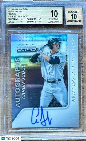 2015 Panini Prizm Autograph Prizms Aaron Judge #28 BGS 10 front