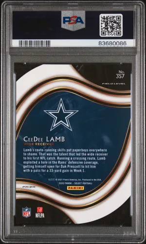 2020 Panini Select Ceedee Lamb #357 PSA 10 back