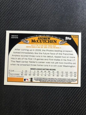 2009 Topps Red Hot Rookie Redemption Andrew McCutchen Chrome RC Refractor Redemption back