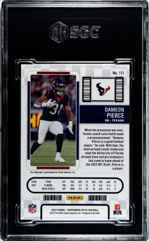 2022 Panini Contenders Optic Dameon Pierce #111 SGC 10 back