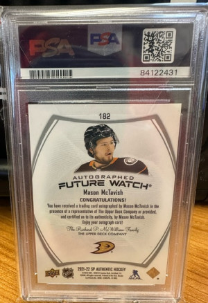 2020-21 SP Authentic Mason McTavish Future Watch Auto /999 PSA 10 back