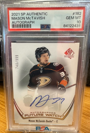 2020-21 SP Authentic Mason McTavish Future Watch Auto /999 PSA 10 front