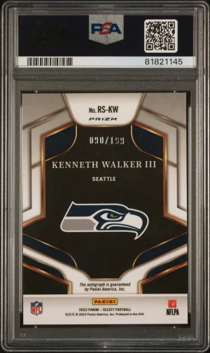2022 Panini Select Rookie Signatures Kenneth Walker III #RSKW PSA 9 back