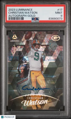 2023 Panini Luminance Christian Watson #17 PSA 9 front