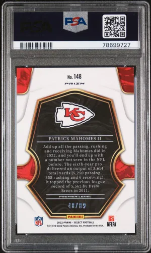 2022 Panini Select Patrick Mahomes II #148 PSA 9 back