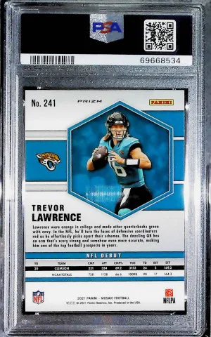 Trevor Lawrence 2021 Mosaic Reactive Yellow #241 Rookie RC PSA 10 back