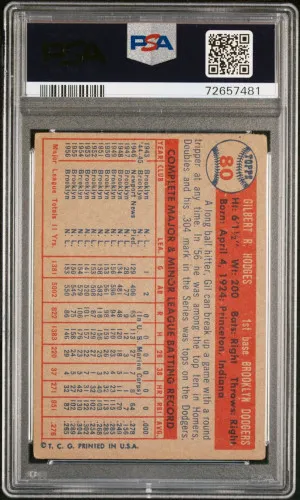1957 Topps Gil Hodges back