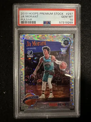 2019 Hoops Premium Stock Ja Morant Pulsar RC PSA 10 front