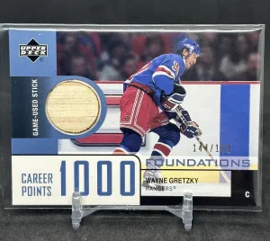 Wayne Gretzky 2002-03 Upper Deck Foundations Game Used Stick /150 #GR front