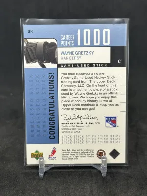 Wayne Gretzky 2002-03 Upper Deck Foundations Game Used Stick /150 #GR back