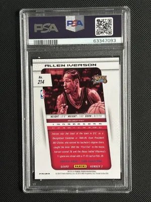 ALLEN IVERSON 2013-14 Panini Prizm Silver PSA 10 Gem #214 Philadelphia Sixers back