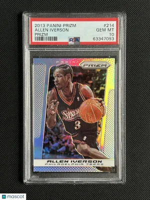 ALLEN IVERSON 2013-14 Panini Prizm Silver PSA 10 Gem #214 Philadelphia Sixers front