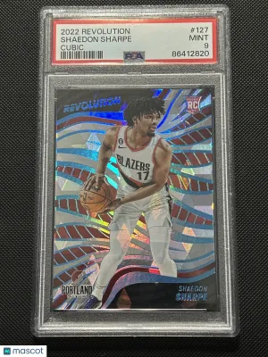 SHAEDON SHARPE 2022-23 Revolution Cubic Trail Blazers RC /50 PSA 9 NBA front