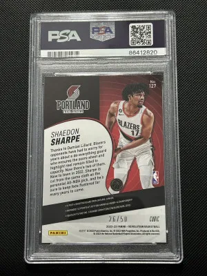 SHAEDON SHARPE 2022-23 Revolution Cubic Trail Blazers RC /50 PSA 9 NBA back