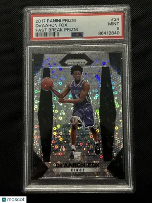 De'Aaron Fox 2017-18 Prizm Fast Break Prizm Rookie RC #24 PSA 9 Kings front