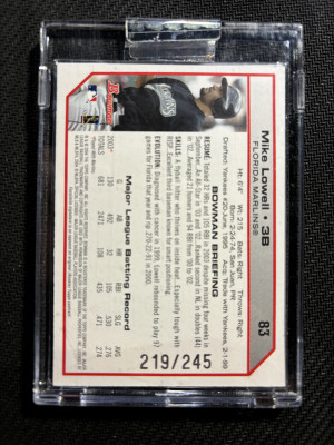 2004 Bowman Mike Lowell White Uncirculated Encased 219/245 back