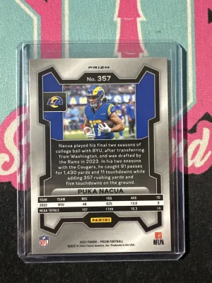 2023 Panini Prizm Green #357 Puka Nacua RC ROOKIE RAMS back