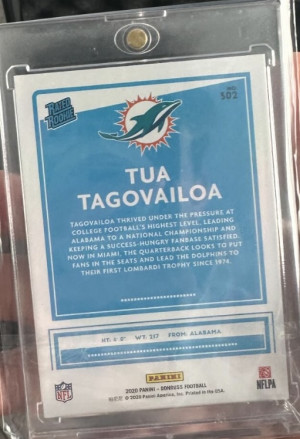 TUA TAGOVAILOA Donruss RATED ROOKIE BLUE PRESS PROOF!!! Dolphins!!!!!!!!! back