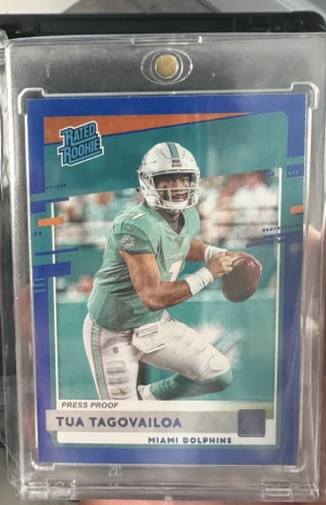 TUA TAGOVAILOA Donruss RATED ROOKIE BLUE PRESS PROOF!!! Dolphins!!!!!!!!! front