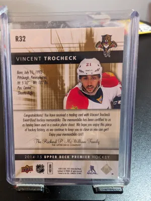 2014-15 UD Premier Patch /25 Vincent Trocheck back