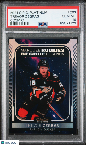 2021 Upper Deck O-Pee-Chee Platinum Trevor Zegras #203 PSA 10 front