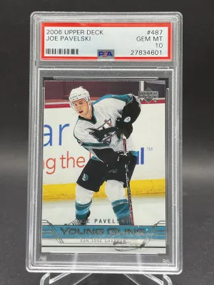 2006-07 Upper Deck Series 2 Young Guns Joe Pavelski #487 Rookie RC PSA 10 front