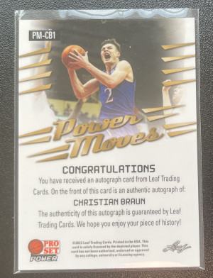 2022 Leaf Pro Set Power Christian Braun Rookie Auto /99 back