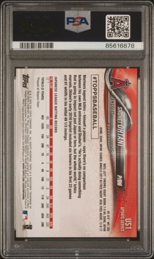 2018 Topps Update #US1 Shohei Ohtani Pitching Red Jersey Rookie RC PSA 10 GEM MT back