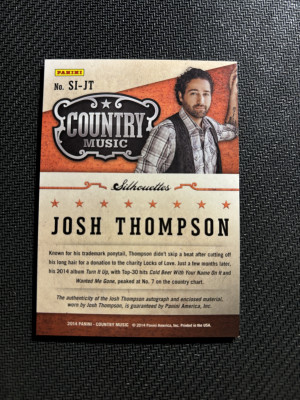 2014 Panini Country Music Silhouettes Memorabilia and Autograph Josh Thompson 120/199 back