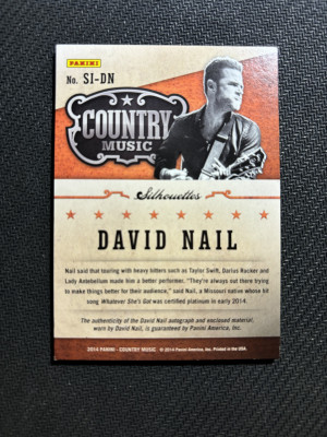 2014 Panini Country Music Silhouettes Memorabilia and Autograph David Nail 13/25 back