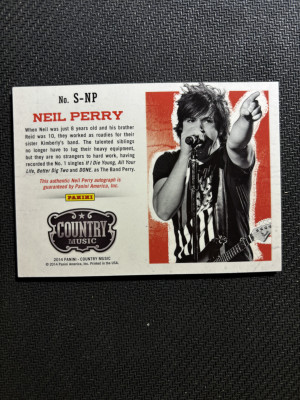 2014 Panini Country Music Neil Perry Autograph 101/499 back