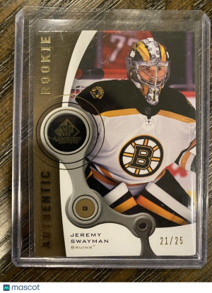 Jeremy Swayman 2021-22 SP Game Used '05-06 Retro Rookies Gold 21/25 #R5 Bruins front