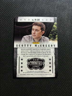 2014 Panini Country Music Scotty McCreery Memorabilia Green 24/99 back