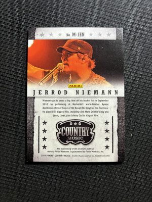 2014 Panini Country Music Jerrod Niemann Memorabilia 104/399 back