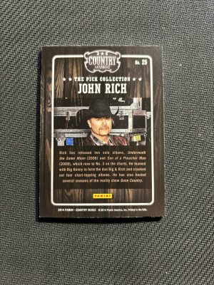 2014 Panini Country Music John Rich Pick Collection Insert back