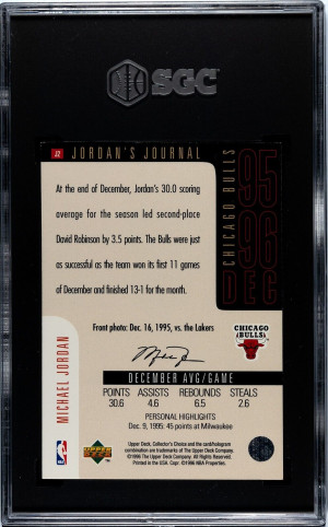 1995-96 Upper Deck Michael Jordan Jordan's Journal Hologram #J2 GRADED SGC 6.5 back