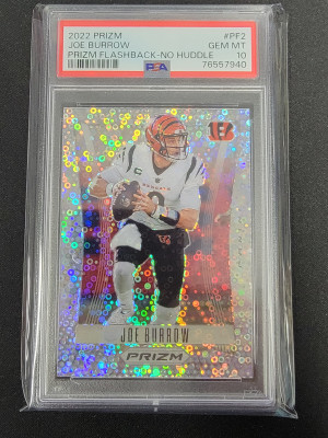 2022 Prizm Joe Burrow No Huddle PSA 10 front